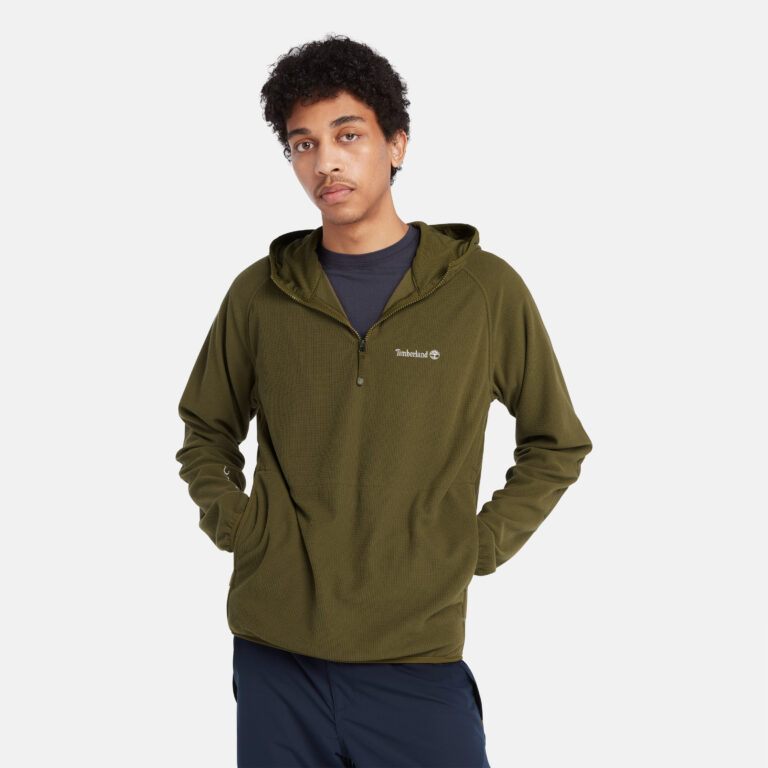 Men’s Hooded Quarter-Zip Fleece With Polartec® Power Grid™ fleece fabric